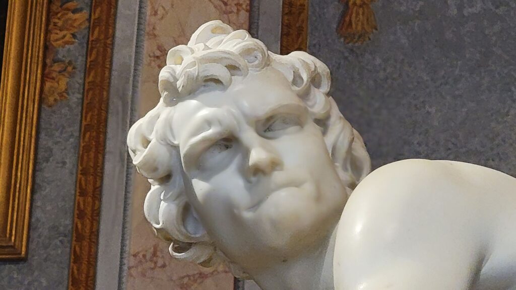 Borghese Gallery Bernini Face of David and shoulder