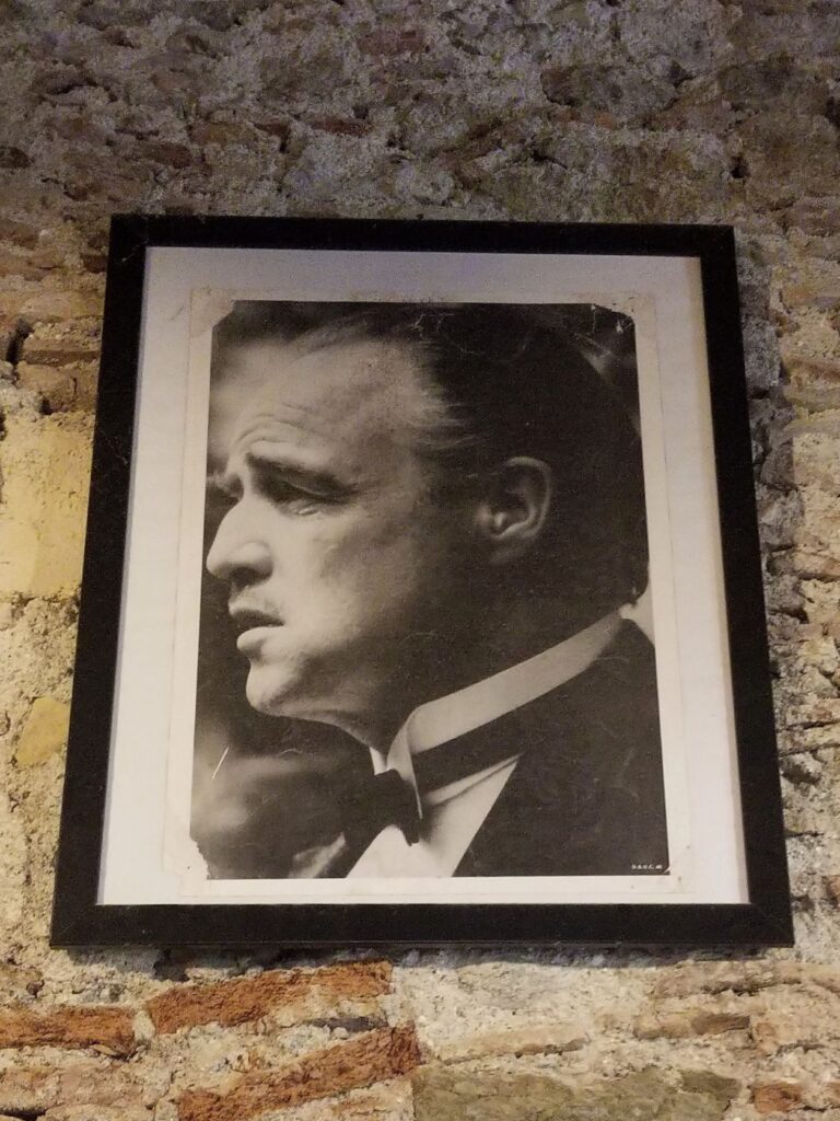 The Godfather portrait in Bar Vitelli Savoca Sicily