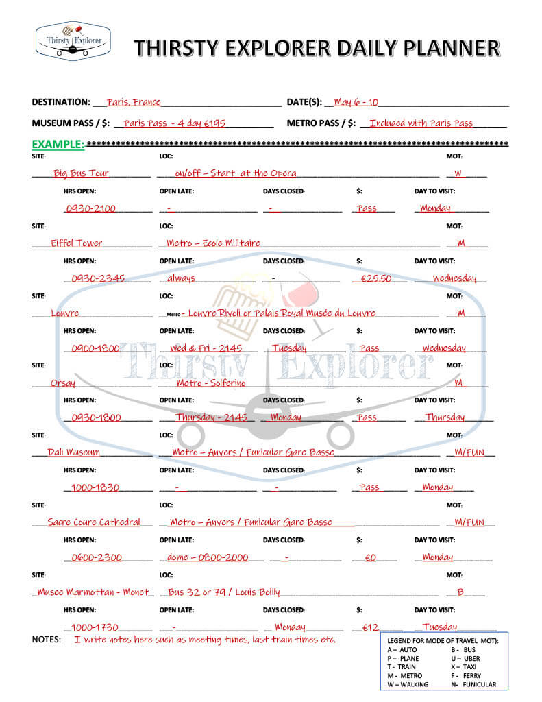 THIRSTY EXPLORER DAILY PLANNER EXAMPLE